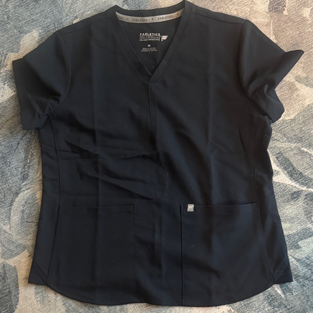 Fabletics Women's Black Short Sleeve scrub  Top